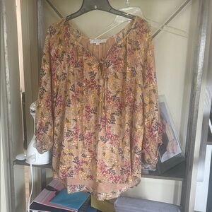 LOFT Floral Blouse - Pink and Yellow